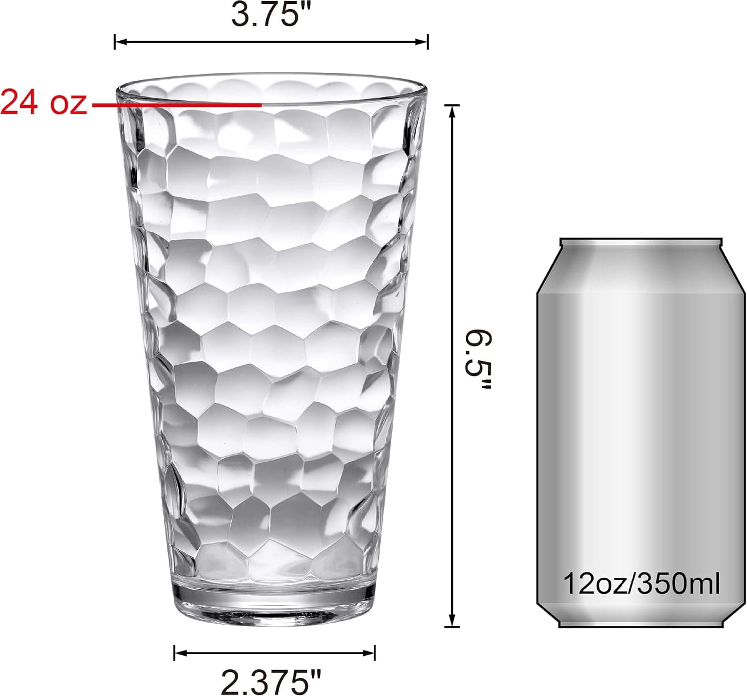 Amazing Abby - Iceberg - 24-Ounce Plastic Tumblers (Set of 8), Plastic Drinking Glasses, All-Clear High-Balls, Reusable Cups, Stackable, BPA-Free, Shatter-Proof, Dishwasher-Safe: Tumblers &amp; Water Glasses thumbnail 5