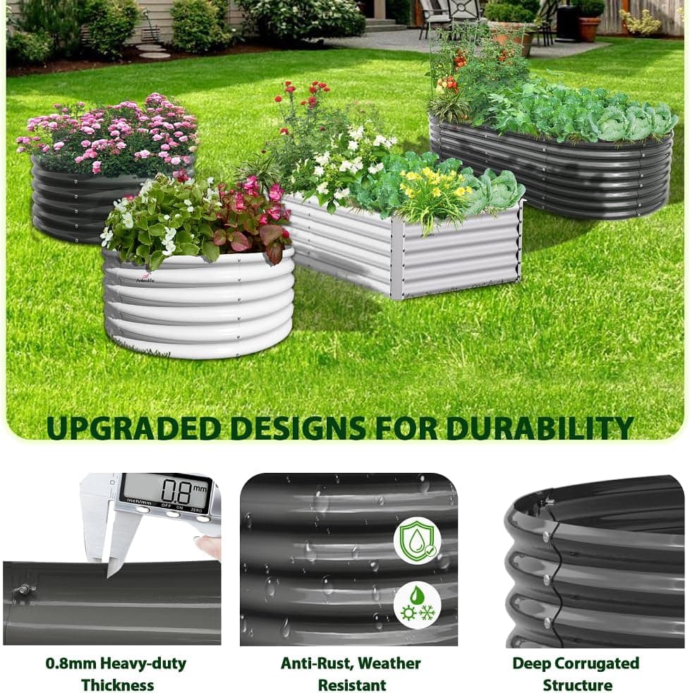 A ANLEOLIFE 6-Pack 4X4X1.5ft &amp; 6X2X1.5ft Deep Root Galvanized Raised Garden Beds Outdoor for Planting Vegetables Flowers Herb, Quartz Grey : Patio, Lawn &amp; Garden thumbnail 4