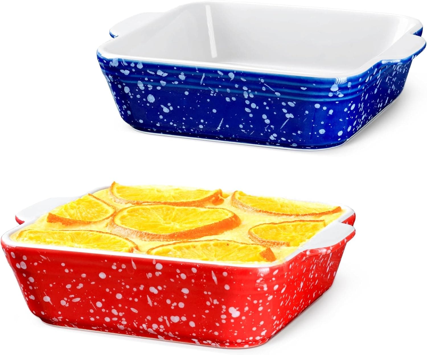 NUTRIUPS 5.5“ Square Ceramic Baking Dish Set, 2-Pack Small Baking Pan 13oz Mini Casserole Dish for 1~2 Baking &amp; Serving (Red&amp;Blue): Home &amp; Kitchen — Easter Gifts gift idea