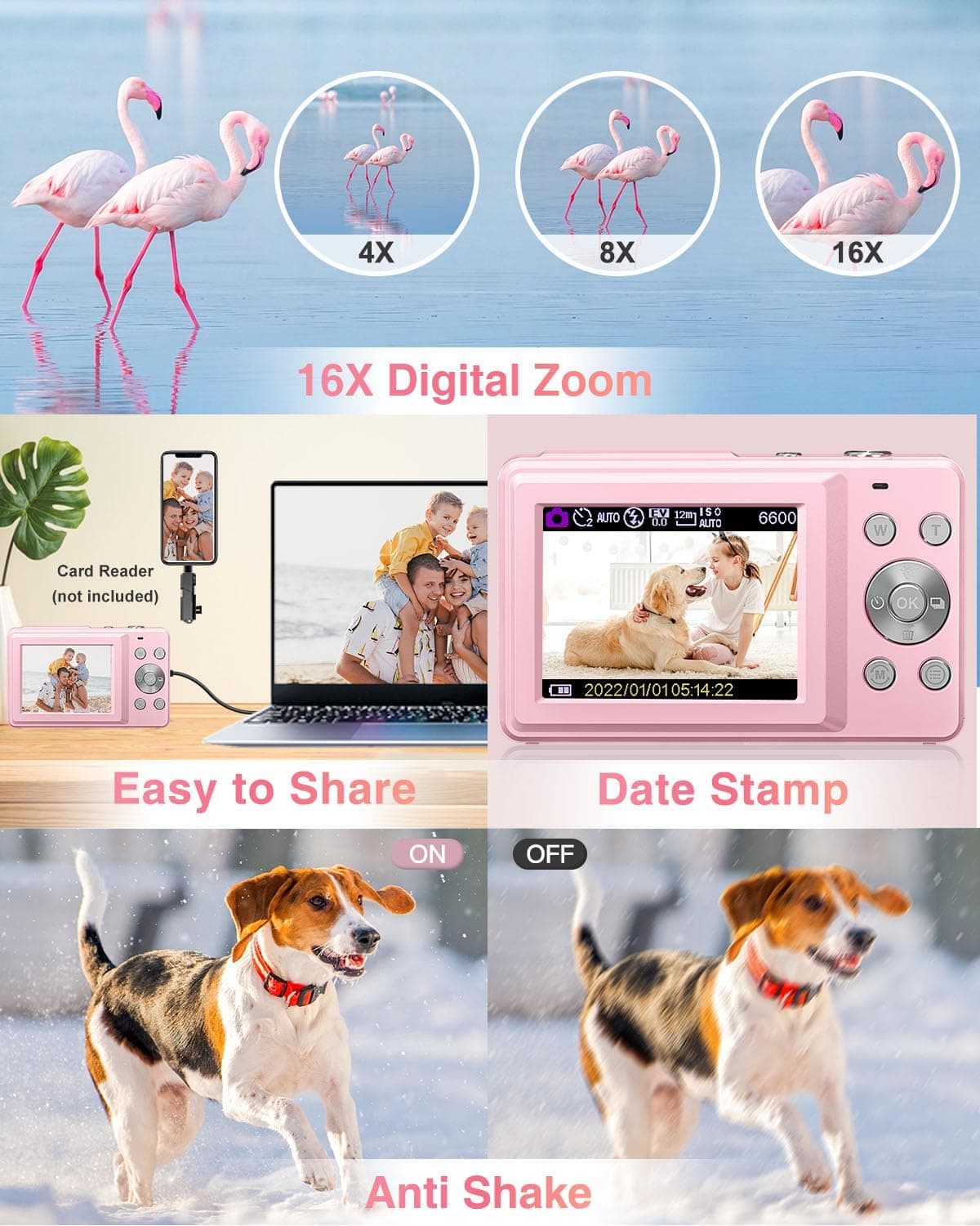 Digital Camera FHD 1080P Kids Camera with 32GB Card and 2 Batteries thumbnail 5