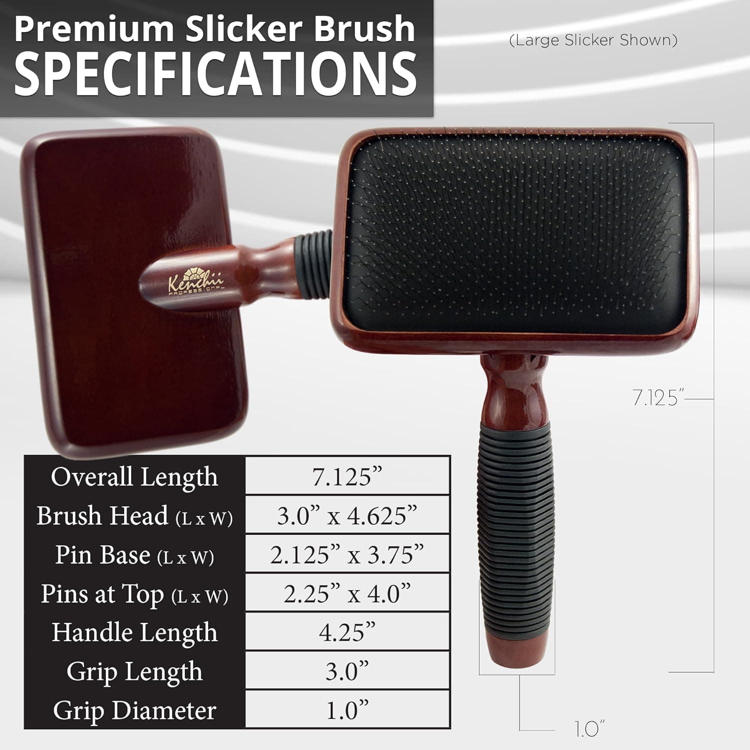 Kenchii Slicker Brush for Dogs, Professional Dog Grooming Brush for Loose Fur, Tangles, Long Short Haired, Stainless Steel Pins, Maplewood Handle, Large thumbnail 5