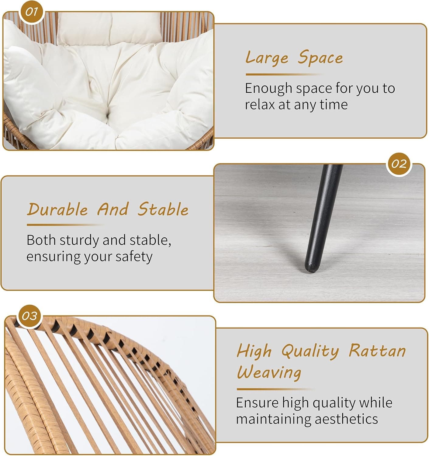 Shintenchi Wicker Egg Chair with Cushion thumbnail 3