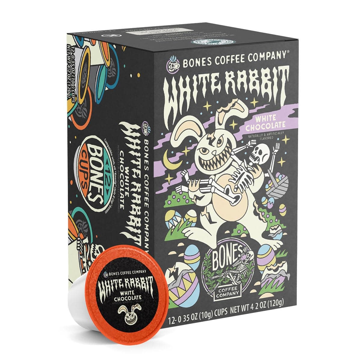 Bones Coffee Company White Rabbit White Chocolate Flavored Coffee Pods image 1