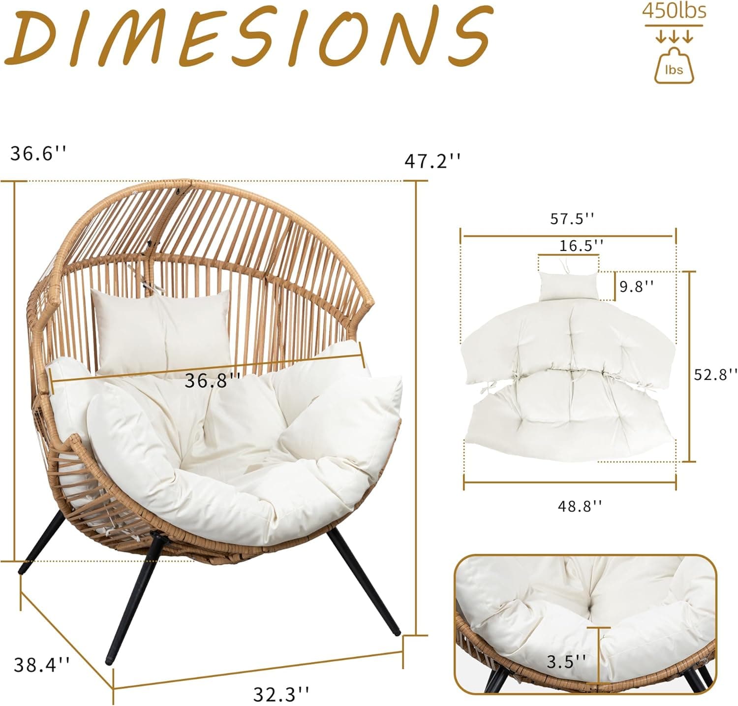 Shintenchi Wicker Egg Chair with Cushion thumbnail 2