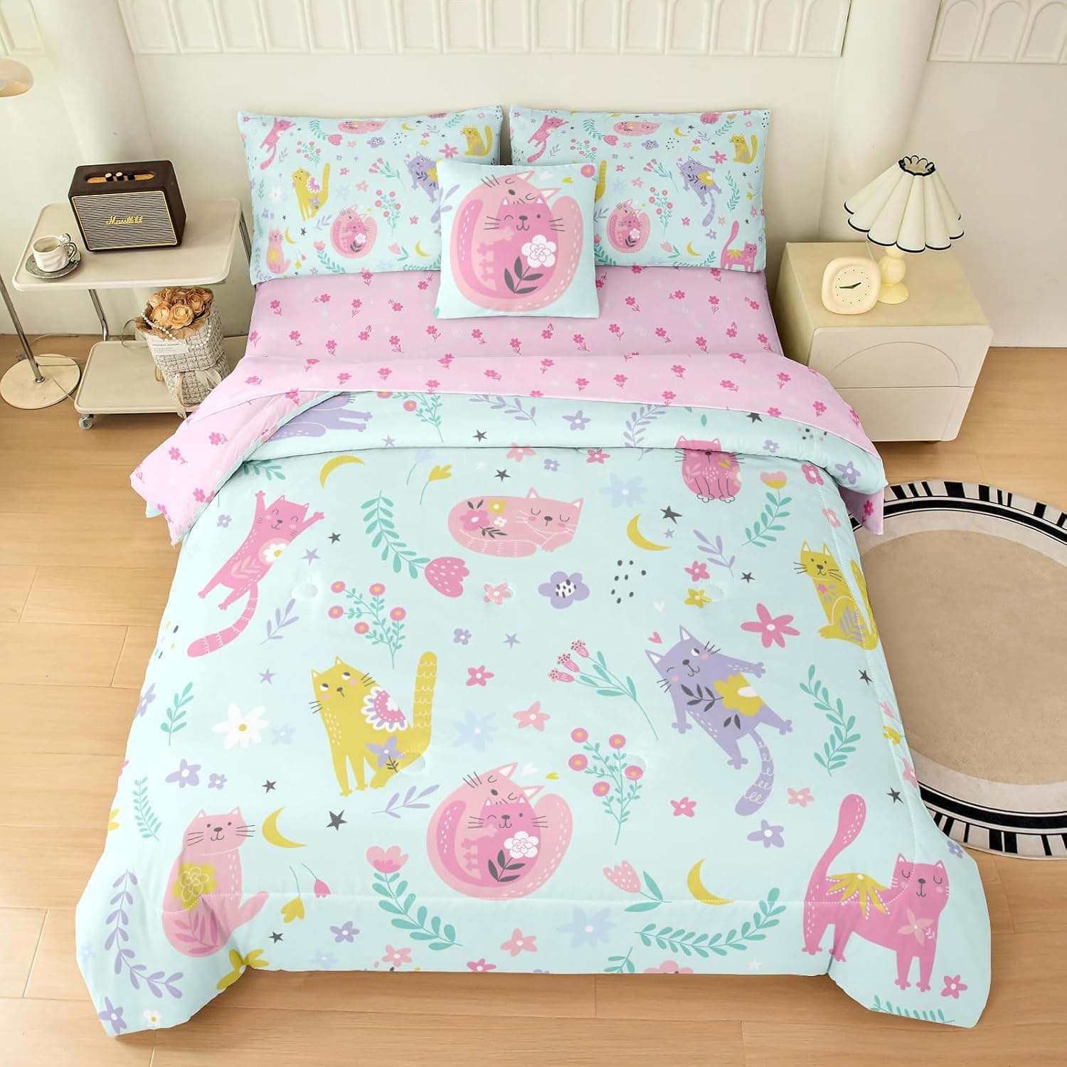 Bodhi Cute Cats Twin Comforter Bedding Set image 1