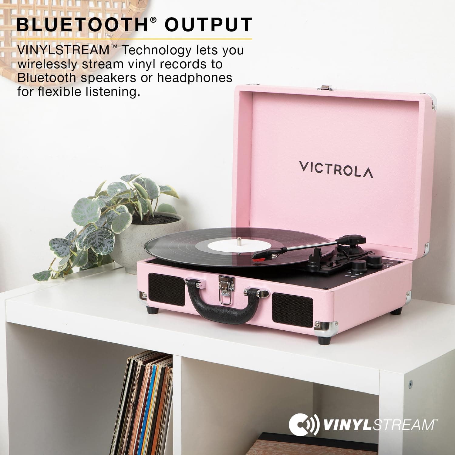 Victrola Journey II (2025 Model) – Bluetooth Suitcase Record Player – Built-in Stereo Speakers with Enhanced Bass, 3-Speed Turntable, Bluetooth Input and Output, RCA &amp; Headphone Outputs (Pink) : Everything Else thumbnail 4