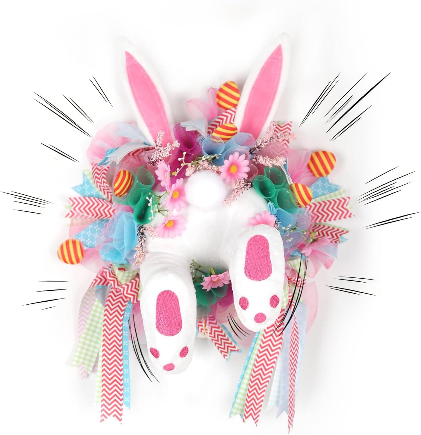 Interactive Easter Wreath with Moving Bunny Butt, Battery-Powered Animated Door Decor with Sound : Home &amp; Kitchen — Easter Gifts gift idea
