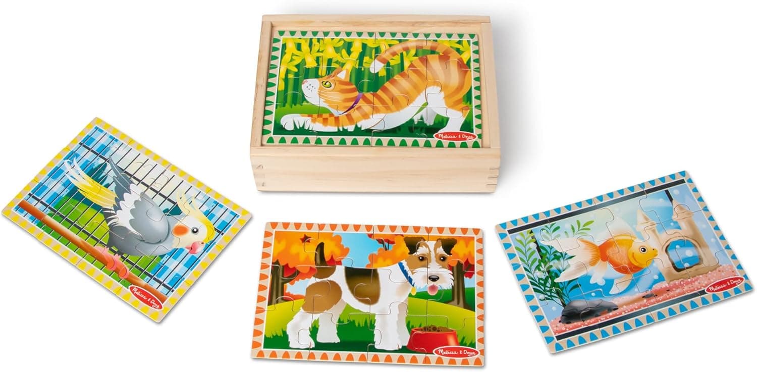 Melissa & Doug 4-in-1 Wooden Pets Jigsaw Puzzle Set thumbnail 4