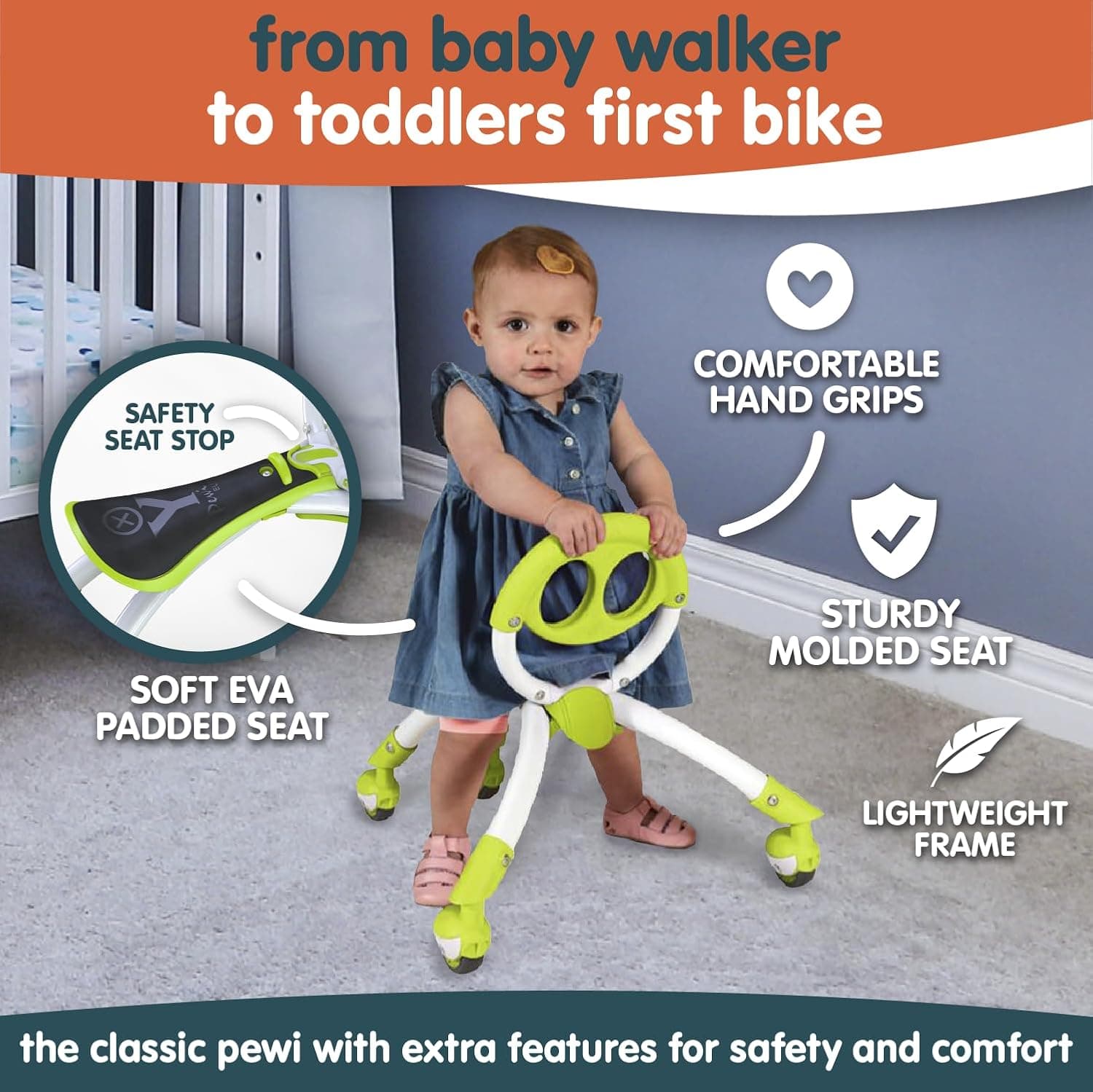 YBIKE Pewi Elite Bike Walking Ride On Toy, Light Green thumbnail 2