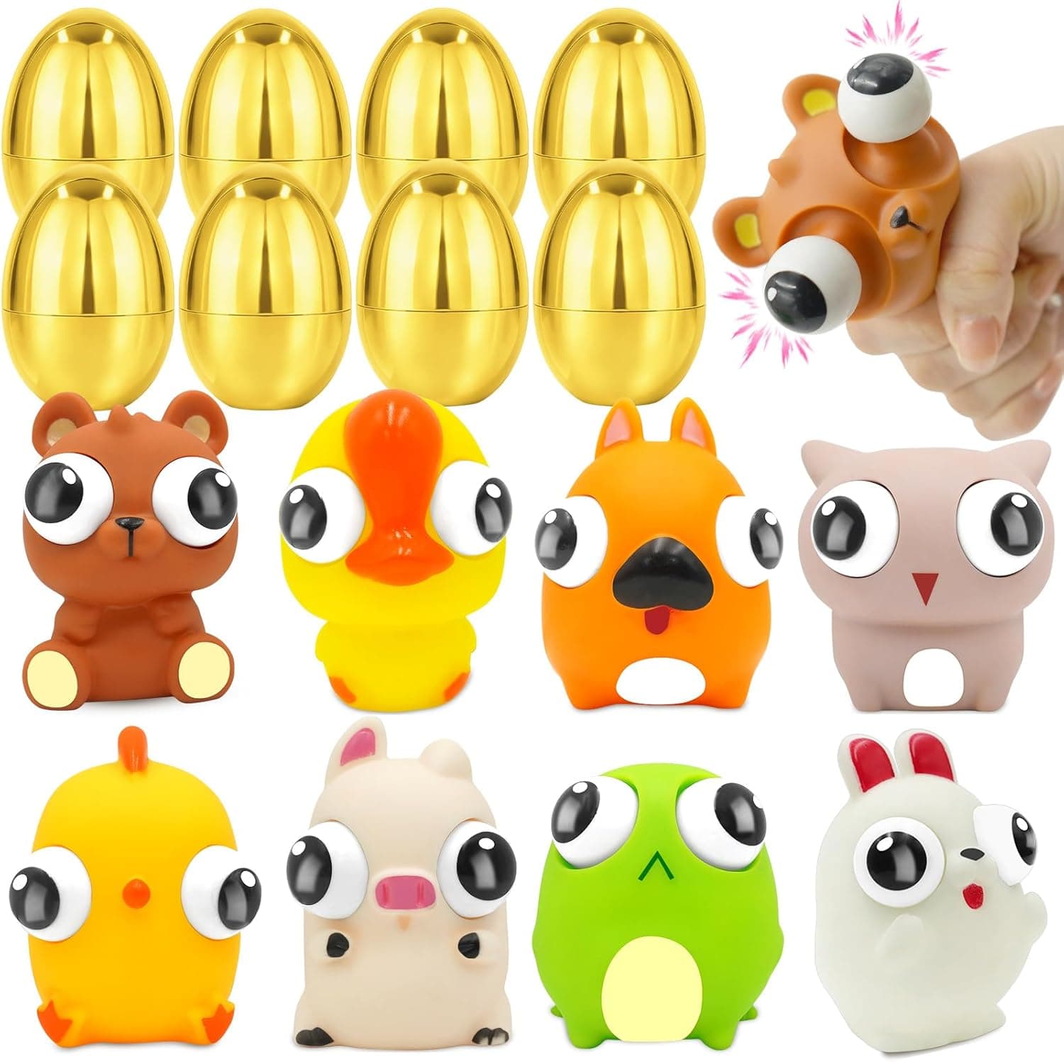 Olixmlya Jumbo 4" Golden Easter Eggs Filled Eye-pop Fidget Toys, 8 Pack — Easter Gifts gift idea
