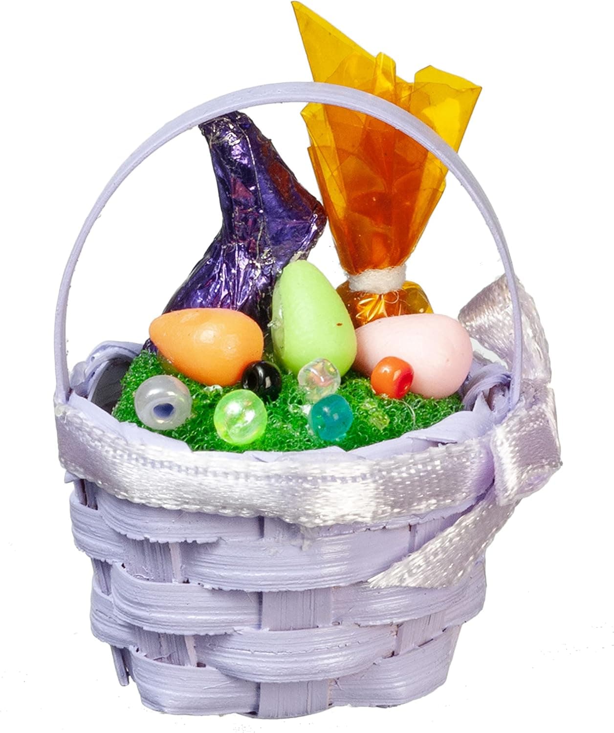 Melody Jane Dollhouse Purple Easter Basket with Chocolate Bunny Miniature image 1