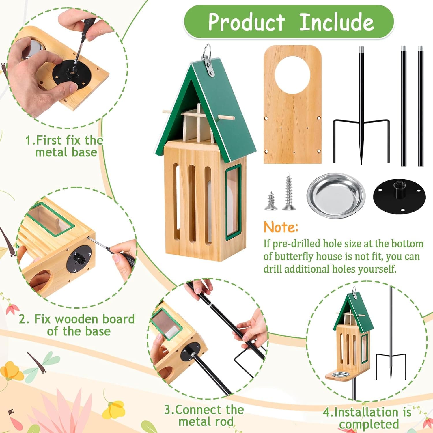 Upgraded Wooden Butterfly House and Feeder thumbnail 5