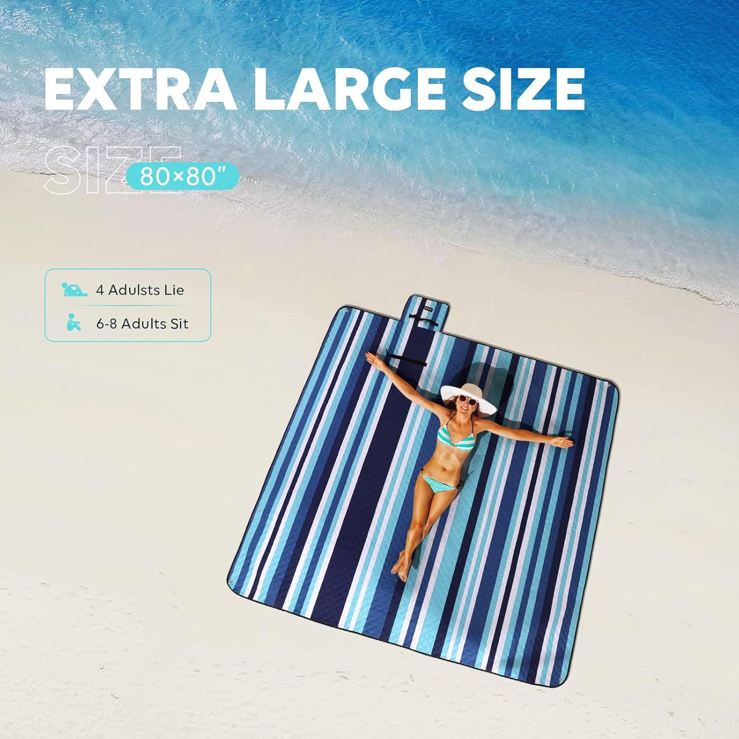 ZAZE Picnic Blanket - 80" Beach Blanket thumbnail 2