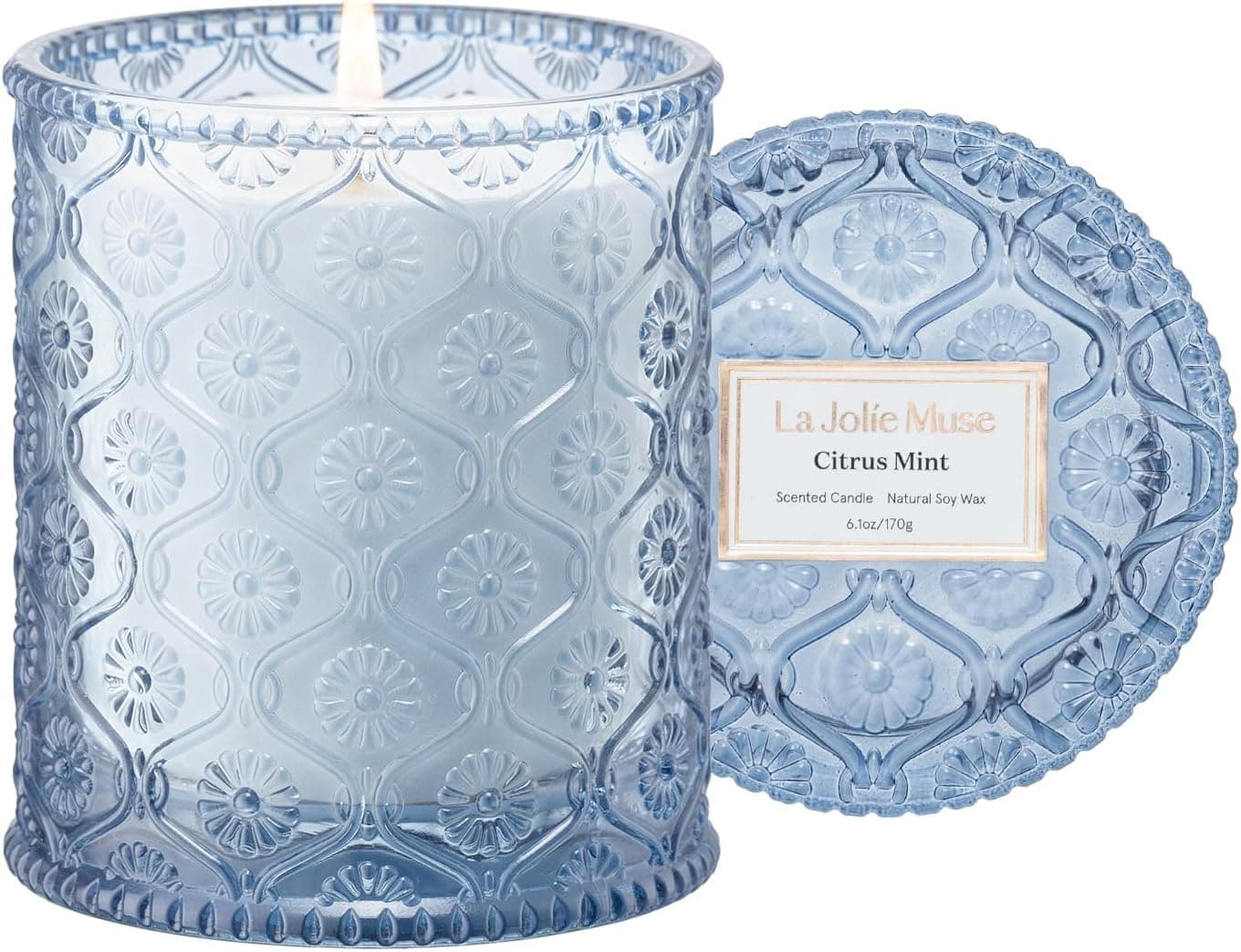 LA JOLIE MUSE Citrus Mint Candle - Yuzu, Mint & Tonka, 6 oz Natural Soy Wax — Spring Gift Ideas gift idea