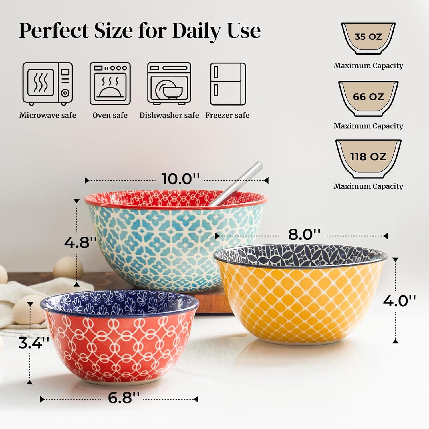 DOWAN Ceramic Mixing Bowls Set of 3 thumbnail 2