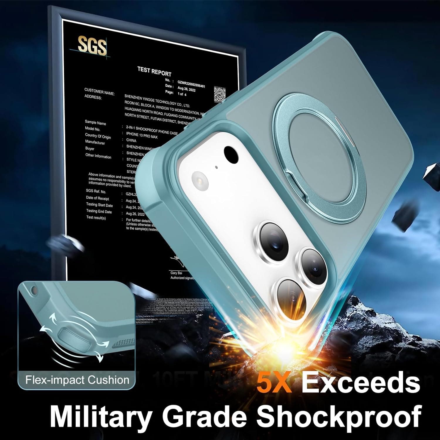 UMIONE 360° Rotatable Magnetic Ring Design for iPhone 17 Pro, Built-in Invisible Loop Stand, Compatible with Magsafe, Translucent Ultra Slim Military Grade Shockproof Case - Green : Cell Phones &amp; Accessories thumbnail 4