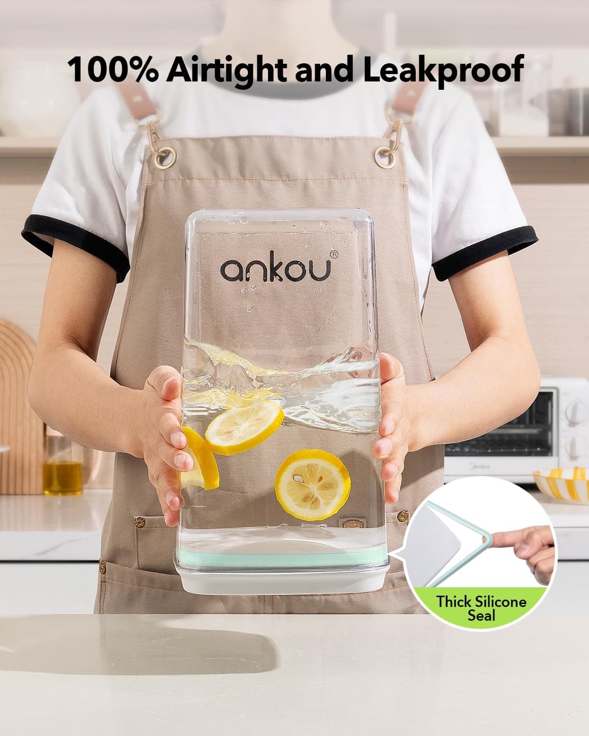 Ankou Airtight Food Storage Container with Pop Lid &amp; 130ml Scoop, 4L/4.2qt *4 BPA-Free Cereal, Rice, Flour, Pasta &amp; Snack Container, Stackable &amp; Durable,Kitchen Pantry Organizer: Home &amp; Kitchen thumbnail 3