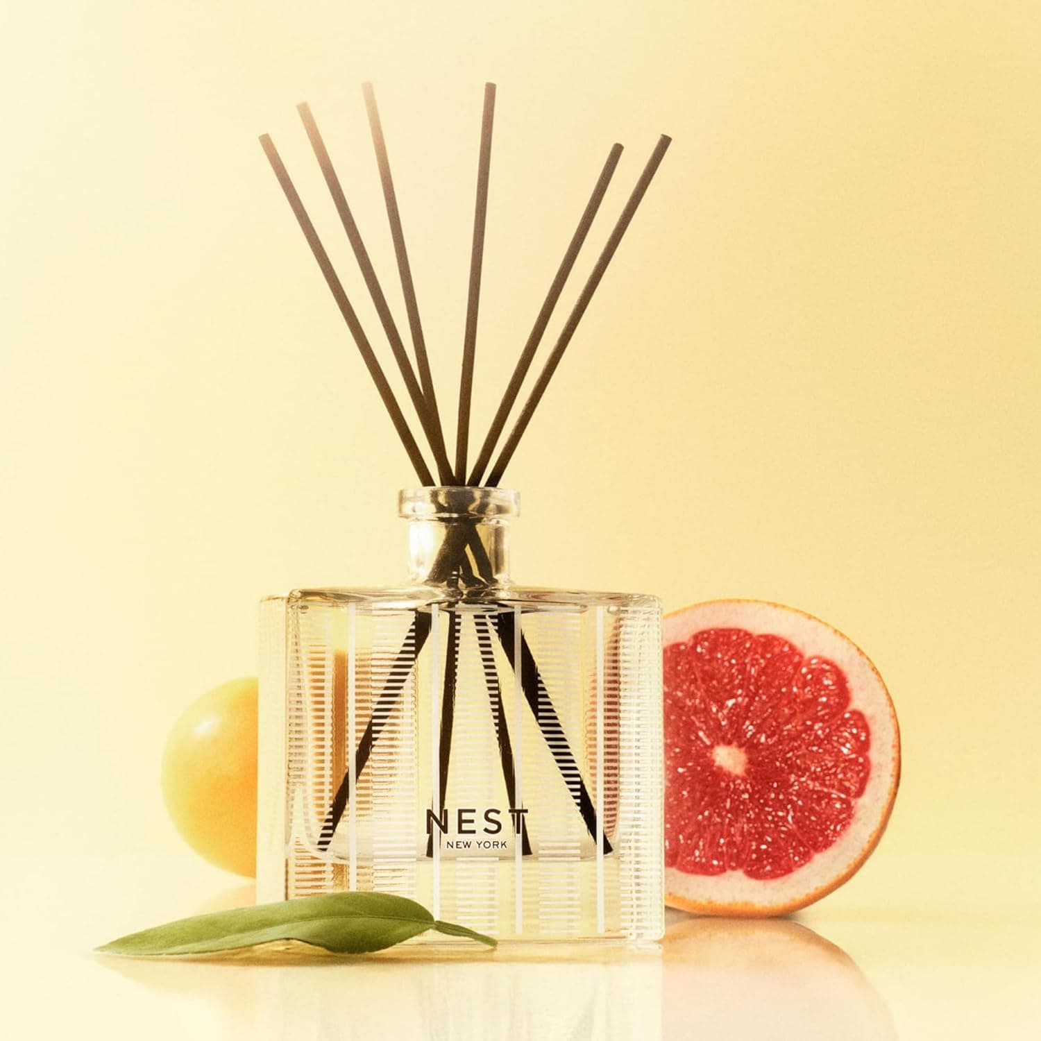 NEST New York Reed Diffuser, Grapefruit - 5.9 fl oz - Fragrance for Up to 90 Days - Reusable, Refillable Glass Holder - Includes 8 All-Natural Reed Sticks - Flame Free : Home &amp; Kitchen thumbnail 3