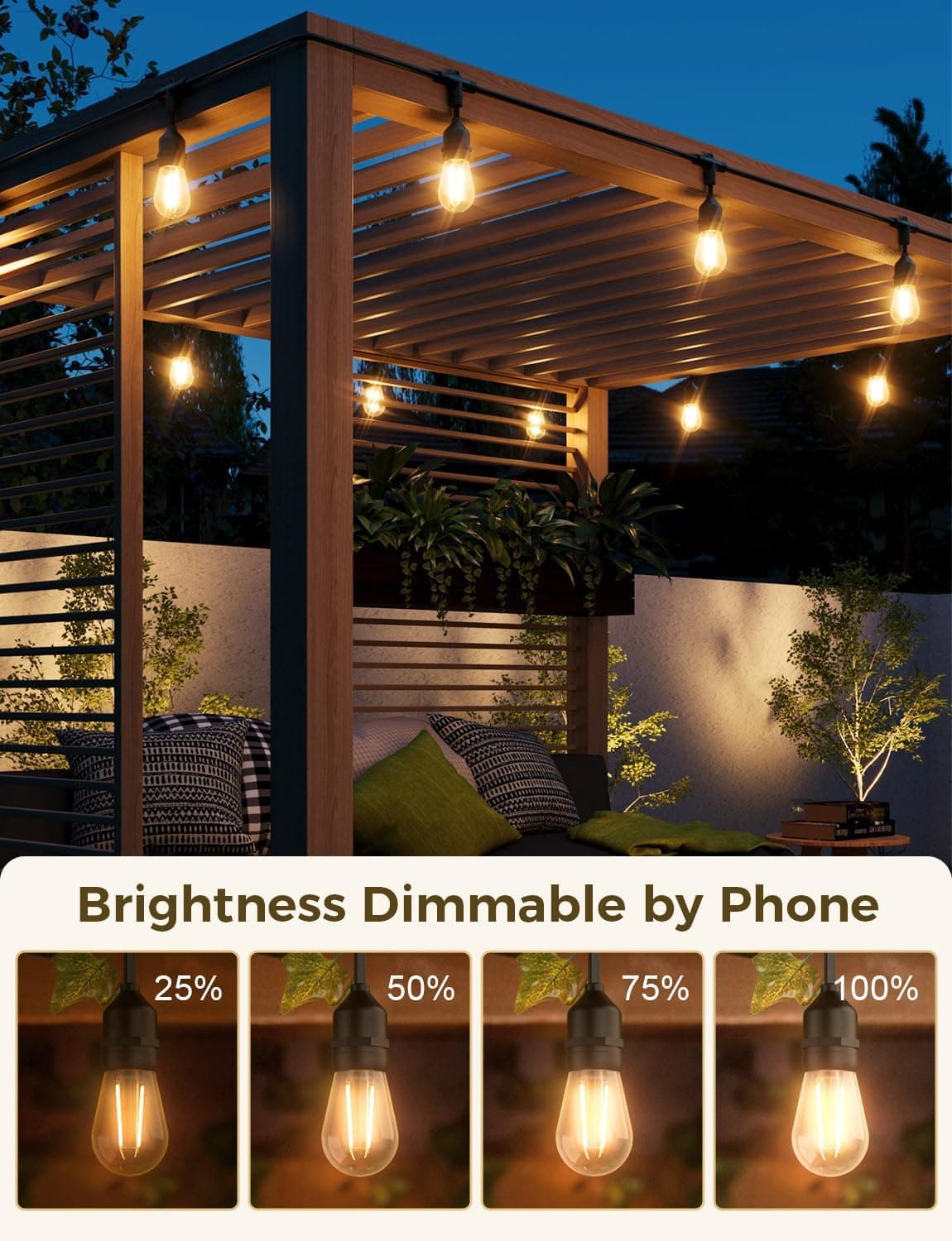 XMCOSY+ Smart Patio Lights 49Ft LED Outdoor String Lights thumbnail 4