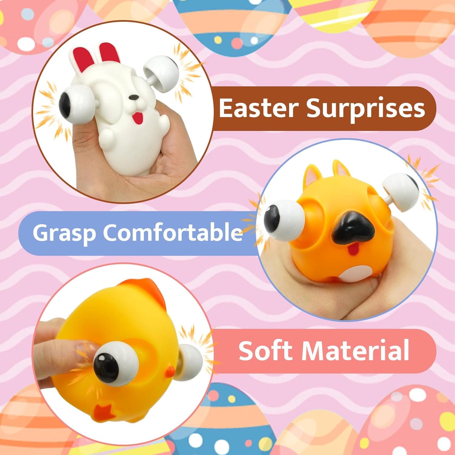 Olixmlya Jumbo 4" Golden Easter Eggs Filled Eye-pop Fidget Toys, 8 Pack thumbnail 3