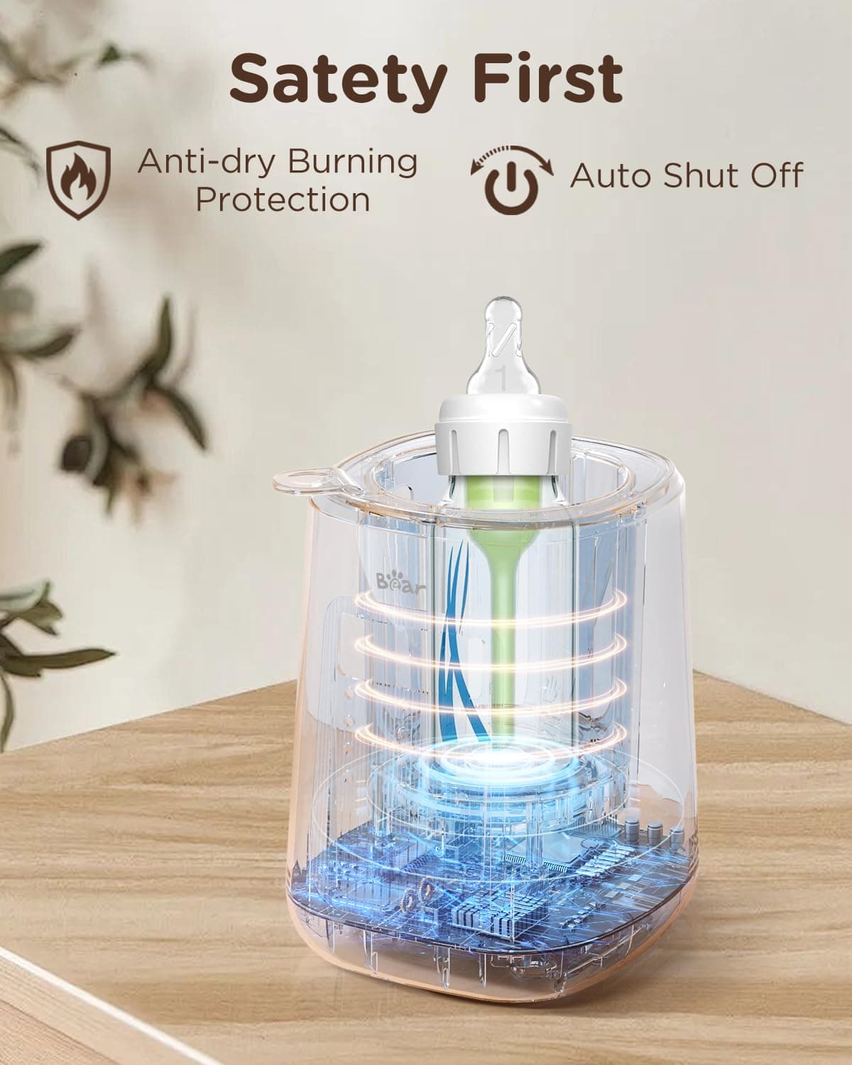 Bear Baby Bottle Warmer, Milk Warmer Breastmilk Bag Formula Fast Warming for New Born Baby Bottles, with Time Temp Control Automatic Shut Off at Home Use : Baby thumbnail 5