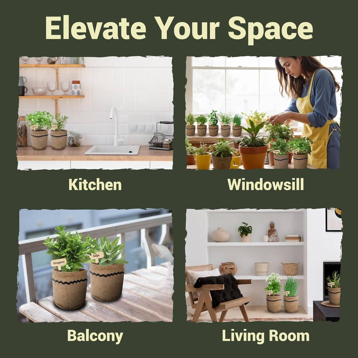 10 Herb Garden Planter Indoor Kit - Complete Kitchen Herb Starter Set thumbnail 5