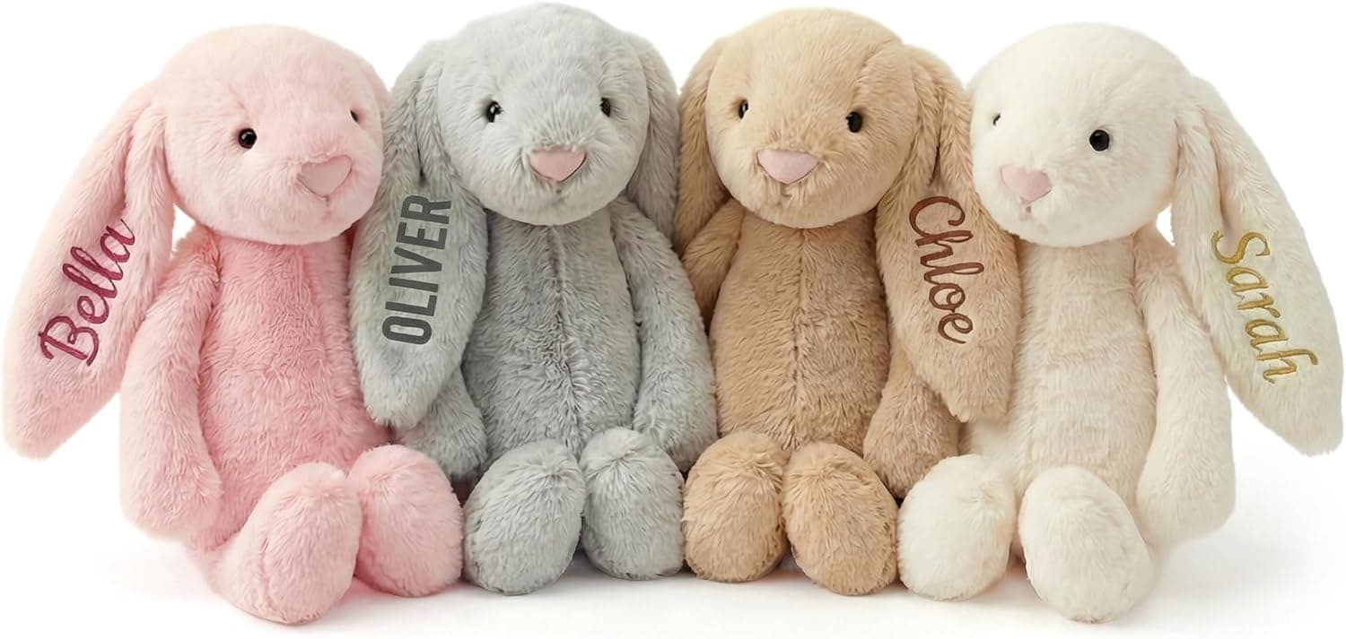 Extous Personalized Easter Bunny Plush with Baby — Easter Gifts gift idea