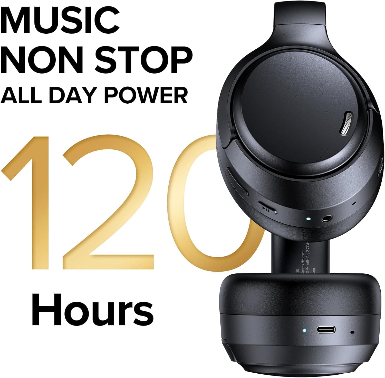 Hybrid Active Noise Cancelling Bluetooth 6.0 Headphones 120H Playtime 6 ENC Clear Call Mic, Over Ear Headphones Wireless with Hi-Res Audio Comfort Earcup Low Latency ANC Headphone for Travel Workout : Electronics thumbnail 3