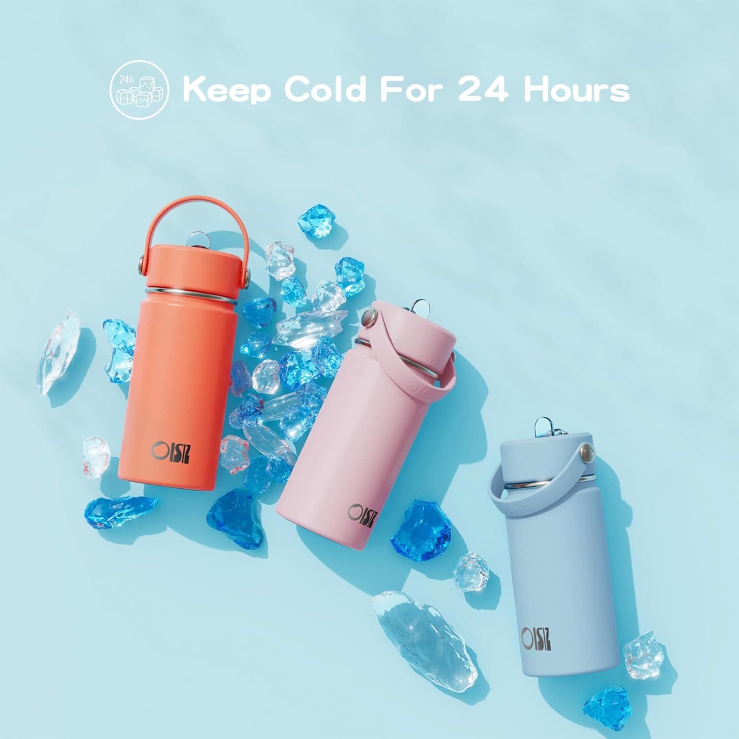 OISIZ Kids Water Bottle with Straw Lid 14oz - Vacuum Insulated Stainless Steel thumbnail 4