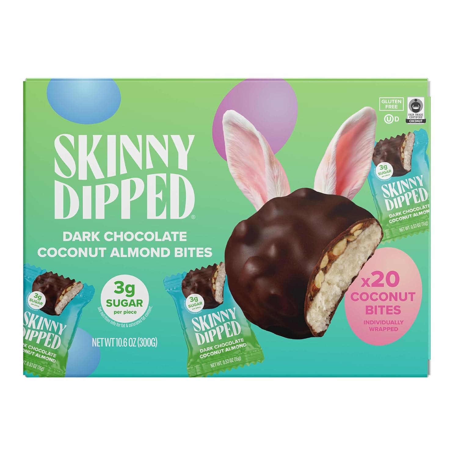 SKINNY DIPPED Easter Dark Chocolate Coconut Almond Bites, 10.58 OZ : Grocery &amp; Gourmet Food thumbnail 3