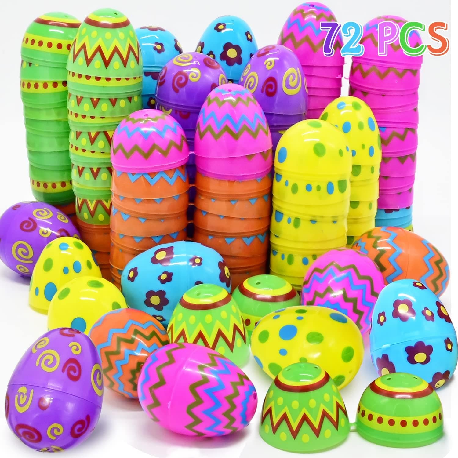72-Piece Assorted Colorful Fillable Easter Eggs — Easter Gifts gift idea