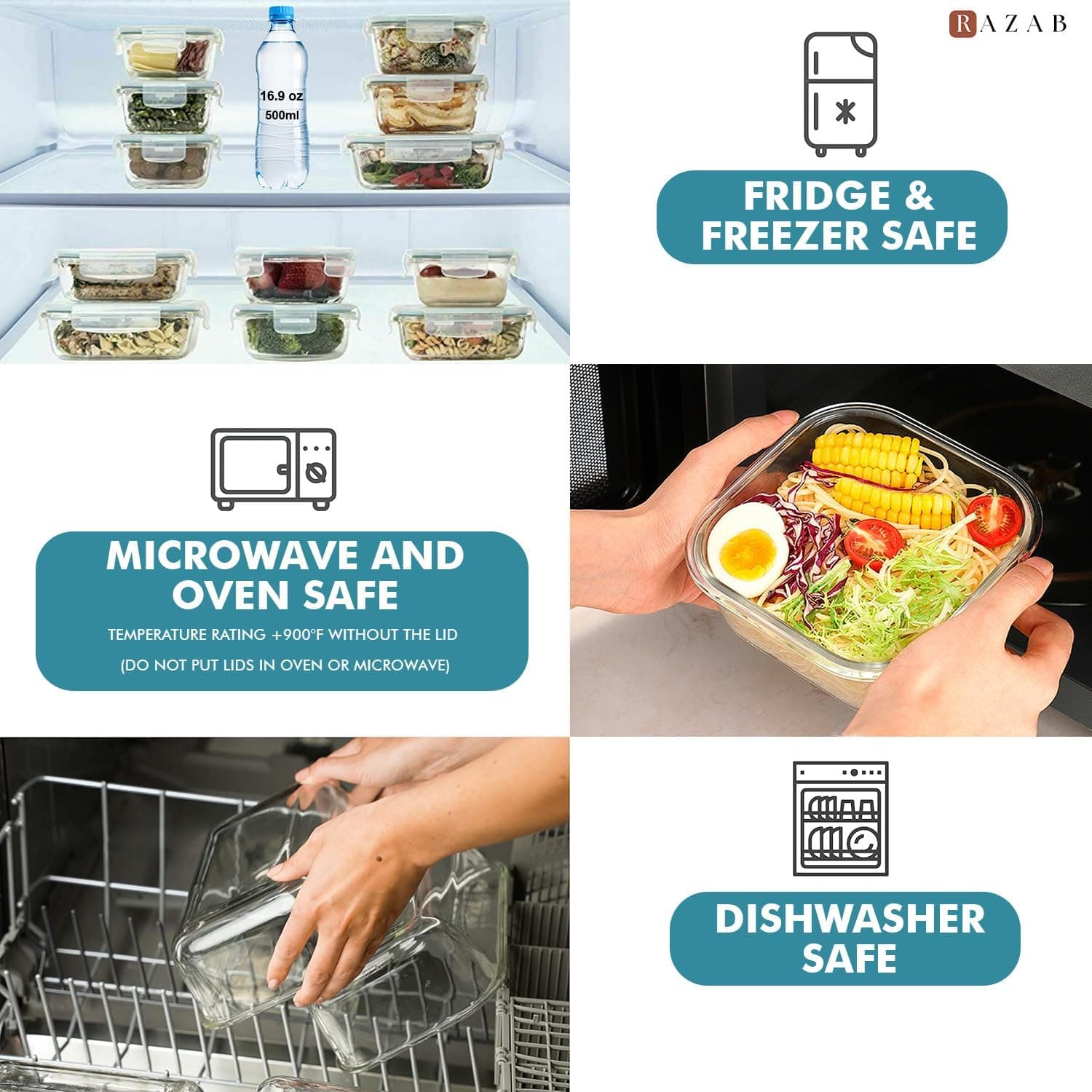 Razab 24-Piece Airtight Glass Food Storage Containers thumbnail 4