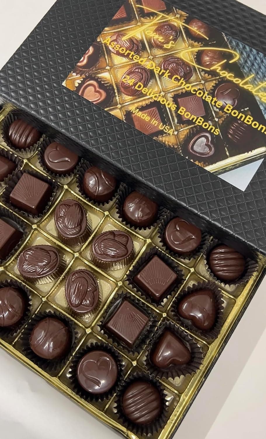 Assorted Dark Chocolate Bon Bons – 24 Piece Box image 1