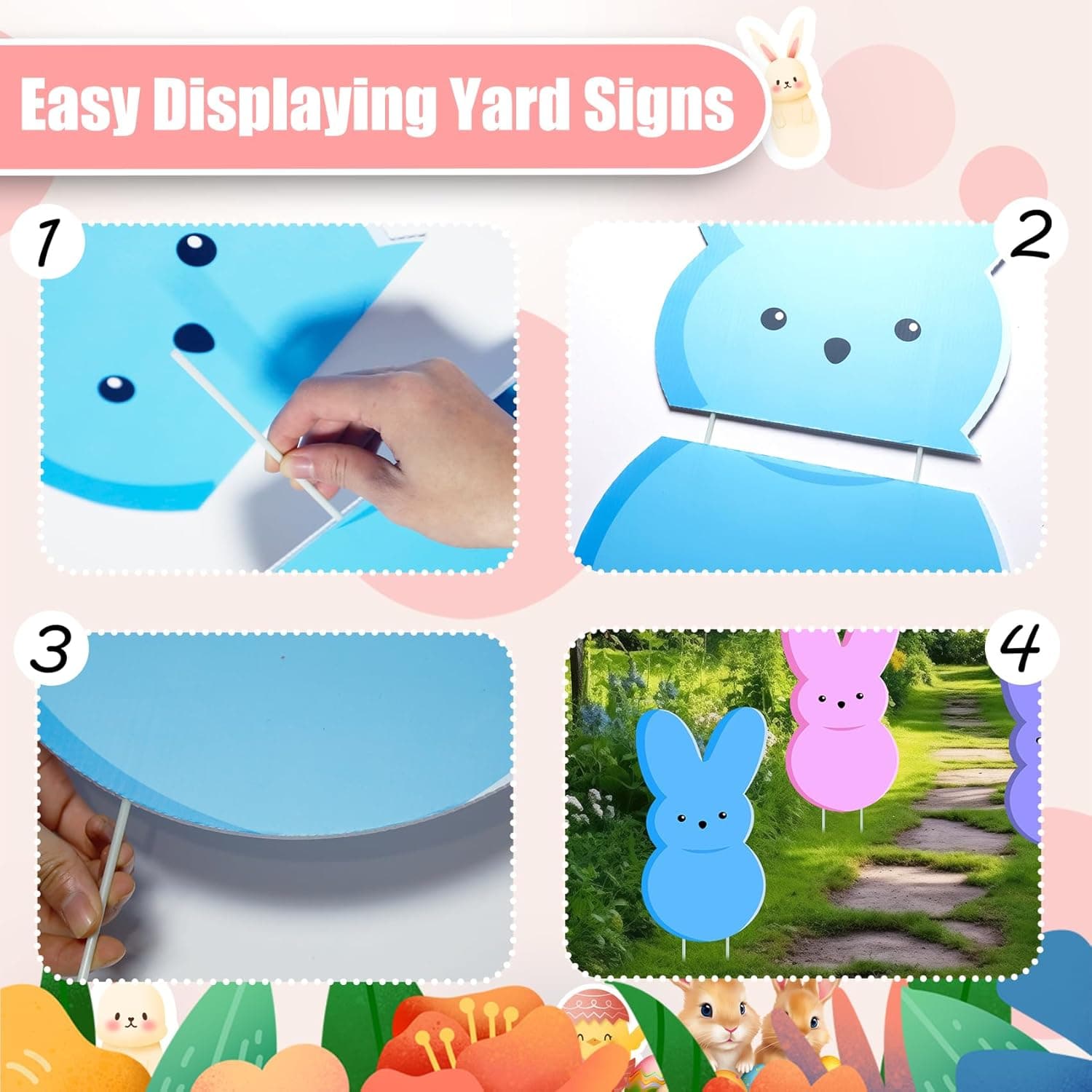 24in Bunny Yard Sign Stakes - Outdoor Lawn Decorations for Easter Party Supplies : Patio, Lawn &amp; Garden thumbnail 4