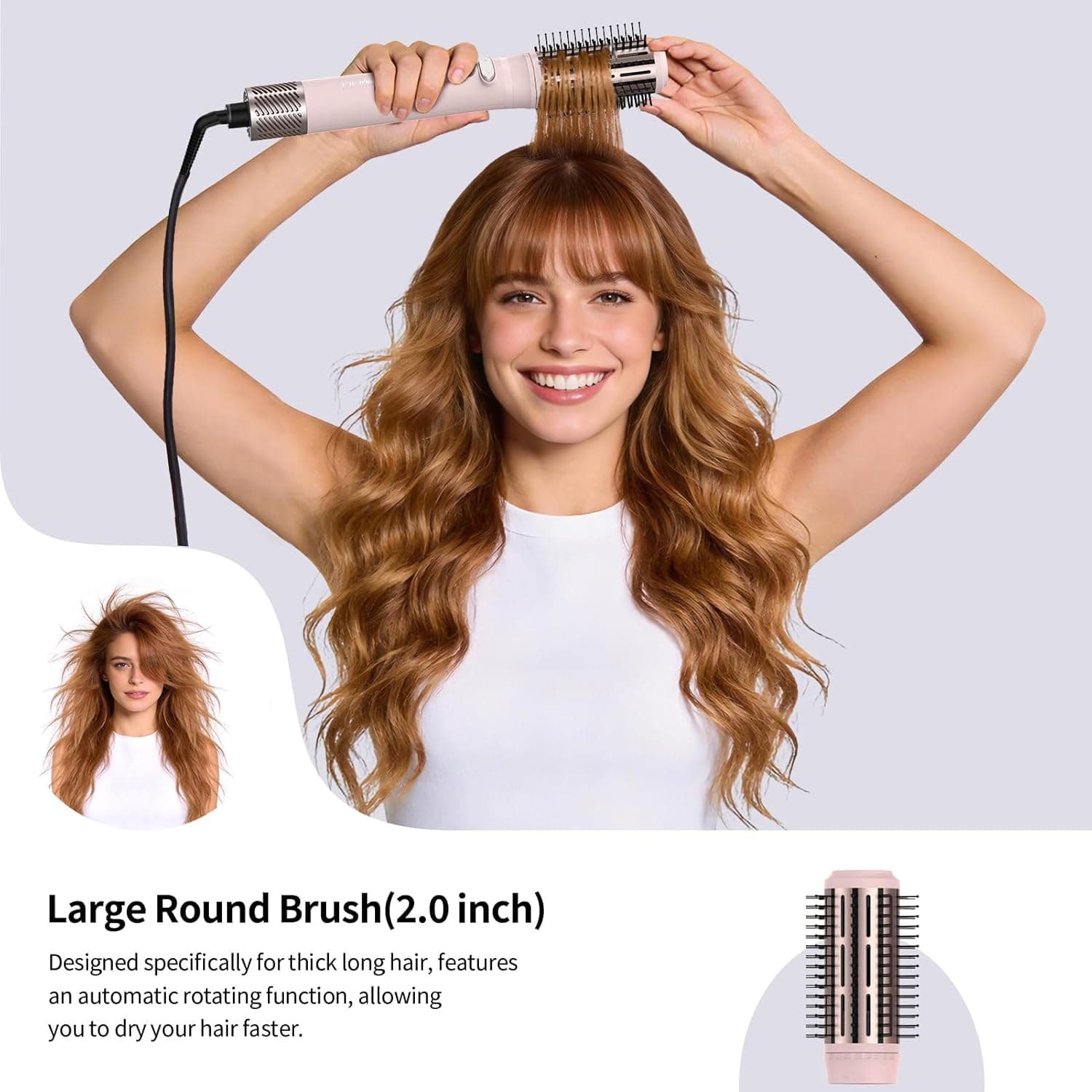 ANGILALA Multi Hot Air Styler Wrap, Rotating Hair Dryer Blow Brush, 105,000 RPM High-Speed Volumizing Spinning Blow Dryer Brush with Auto Curlers, Dry &amp; Smooth &amp; Curl &amp; Volumize All in One : Beauty &amp; Personal Care thumbnail 4