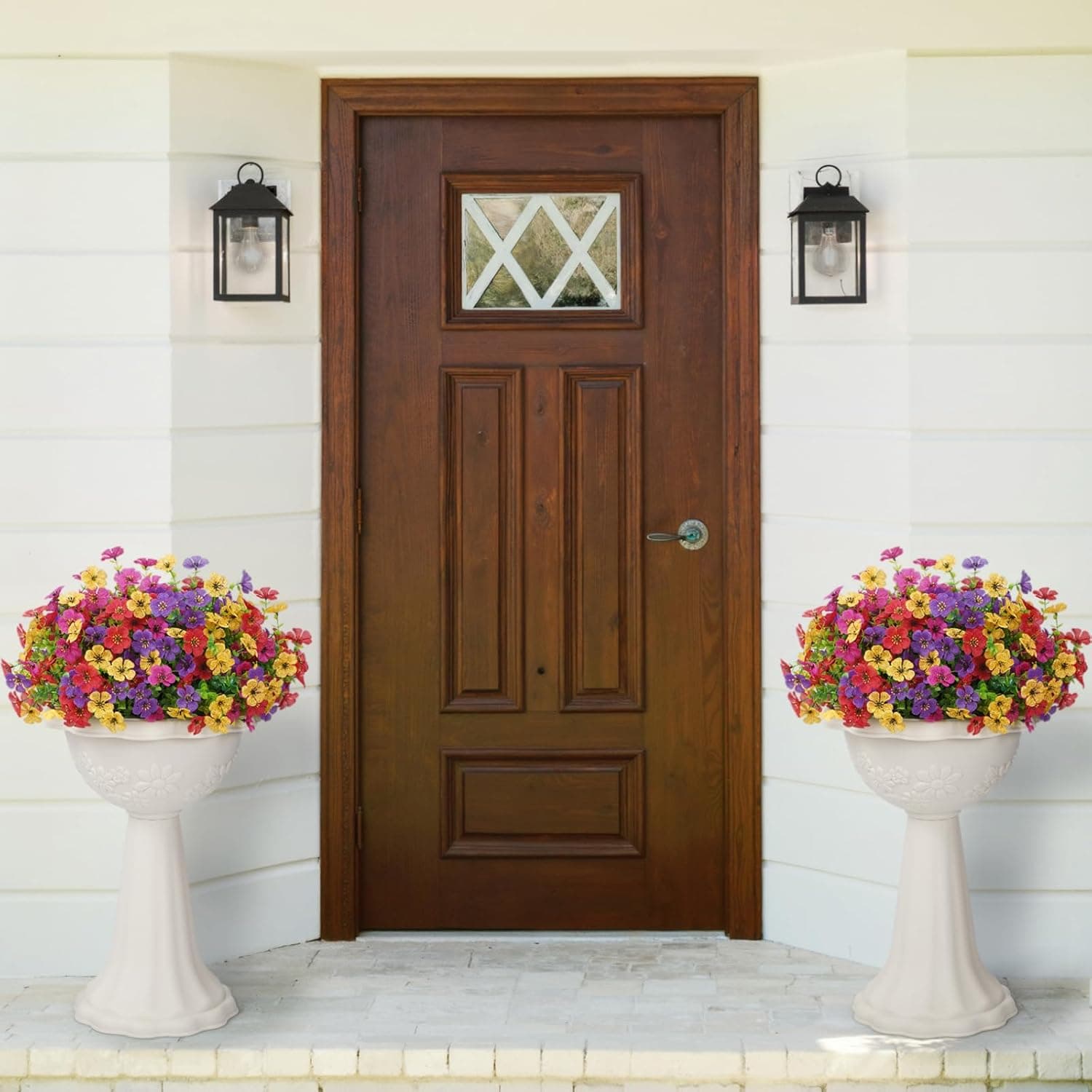 Lifewit Artificial Flowers for Outdoors, 12 Bundles Plastic Fake Flowers Daisy for Home Garden Decor, Faux Plants for Spring Summer Porch, Window Box, Vase Decoration(4 Mix Color) : Home &amp; Kitchen thumbnail 4