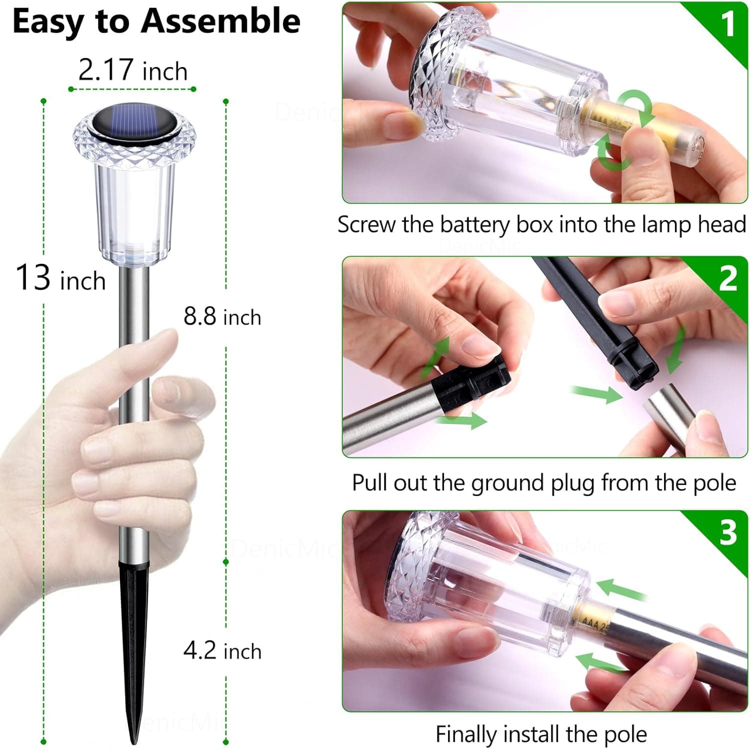 DenicMic Solar Lights Outdoor 10 Pack thumbnail 5