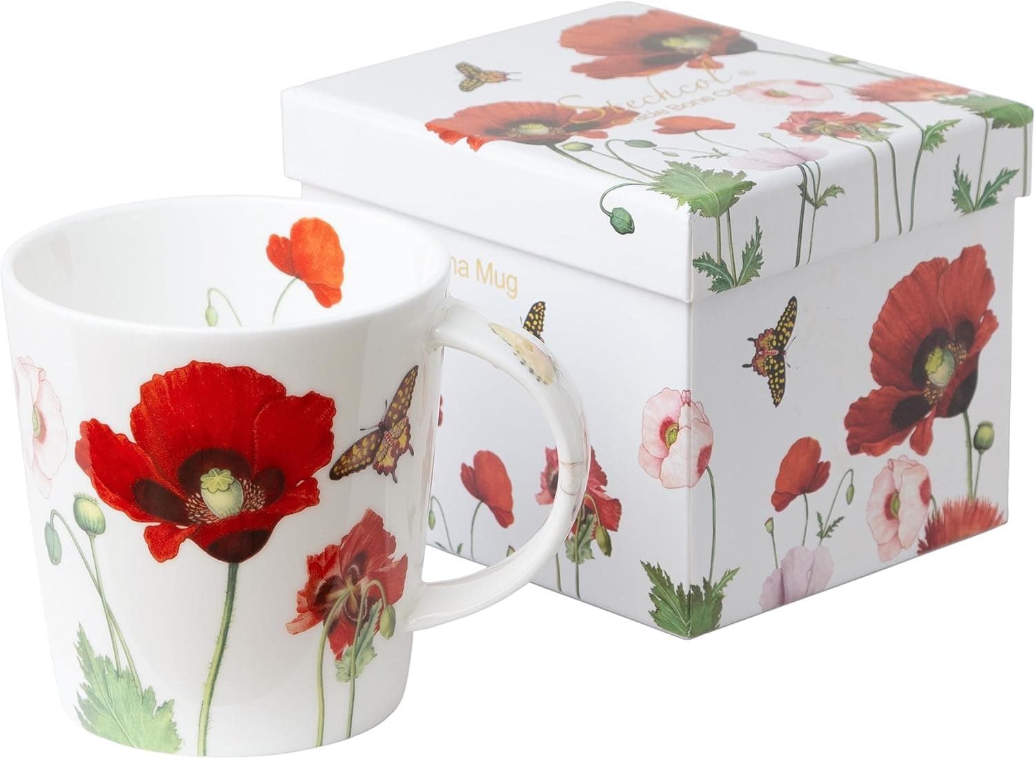 Grace Teaware Poppy Butterfly Bone China Coffee Cup image 1