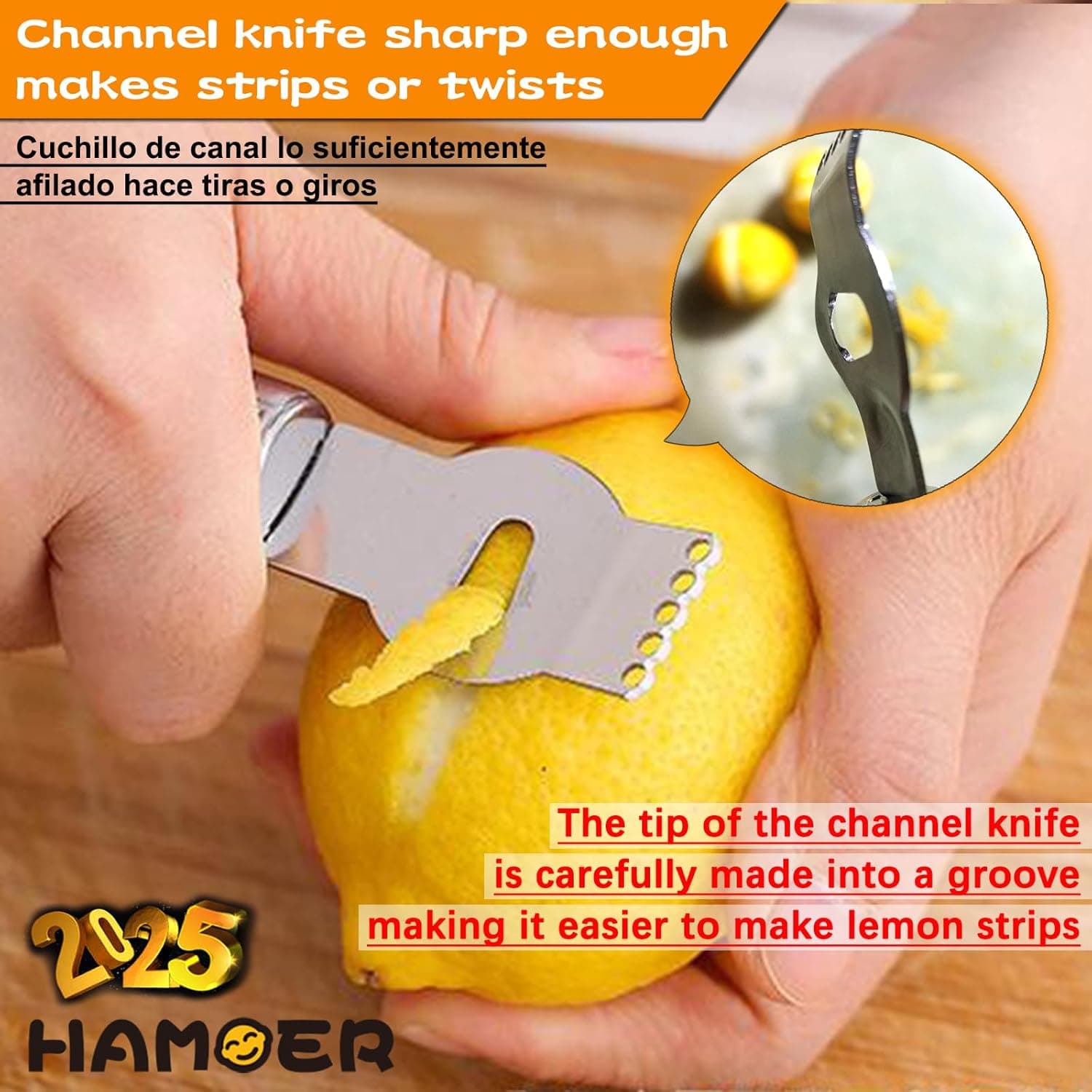 HAMOER Citrus Lemon Zester & Channel Knife Tool Set thumbnail 3