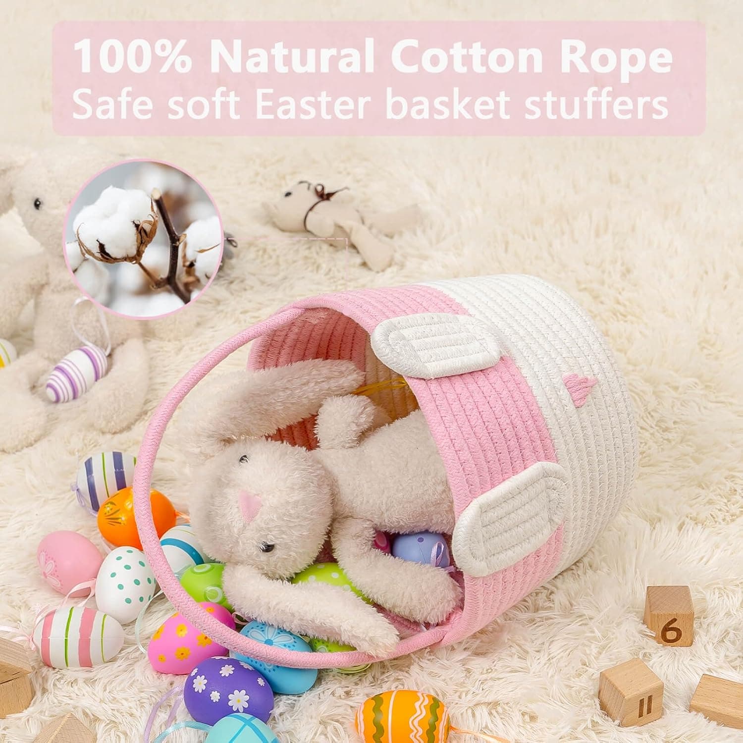 CubesLand Empty Easter Basket - Large Pink thumbnail 3