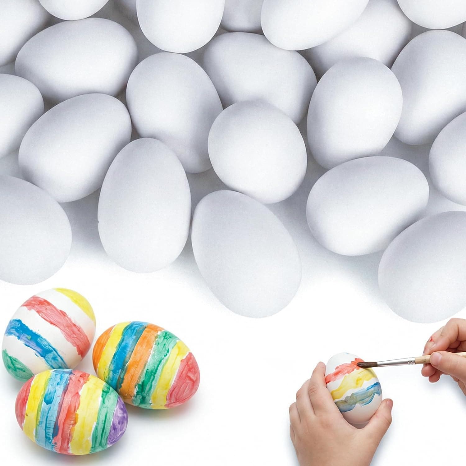 SallyFashion 30 PCS White Plastic Eggs image 1