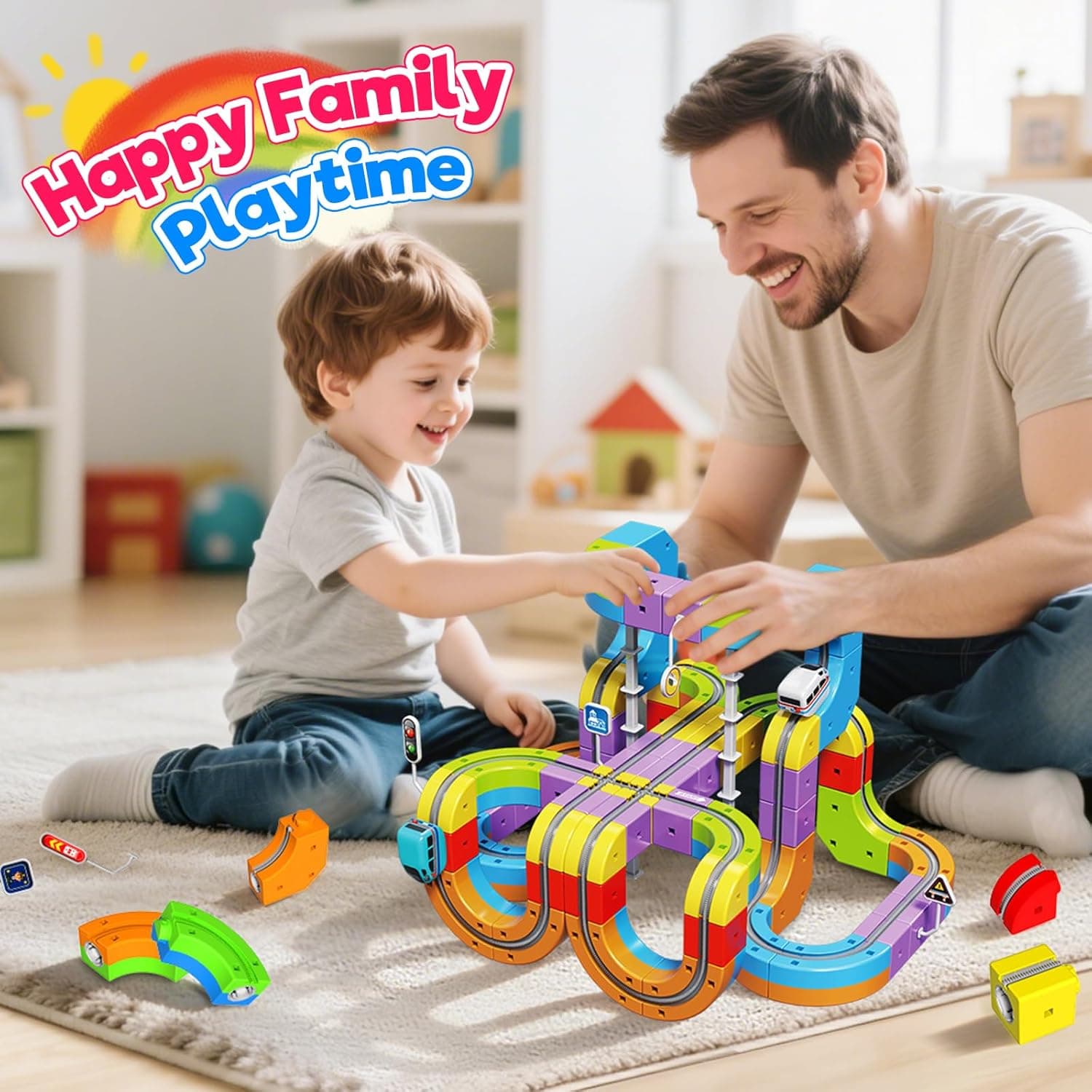 Goody King Electric Train Set for Kids, 3D Stem Electric Train Set with Train and Traffic Signs, 3D Racing Track Sets for Kids, 3+ Years Old Boys &amp; Girls Birthday : Toys &amp; Games thumbnail 5