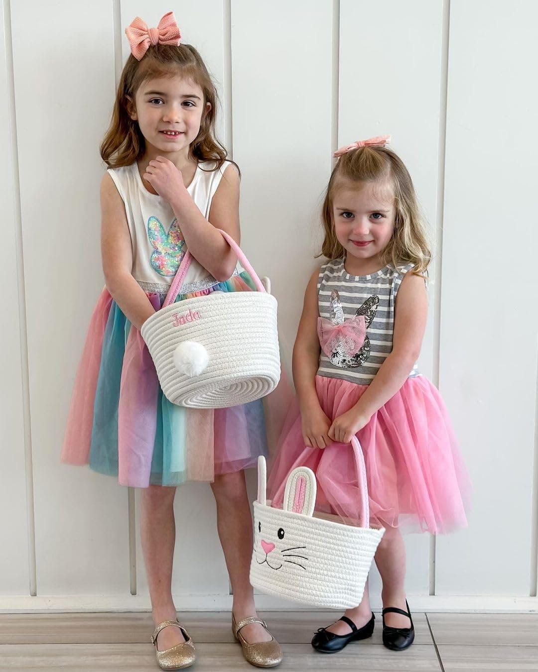 Personalized Easter Bunny Rope Basket (Pink) thumbnail 2