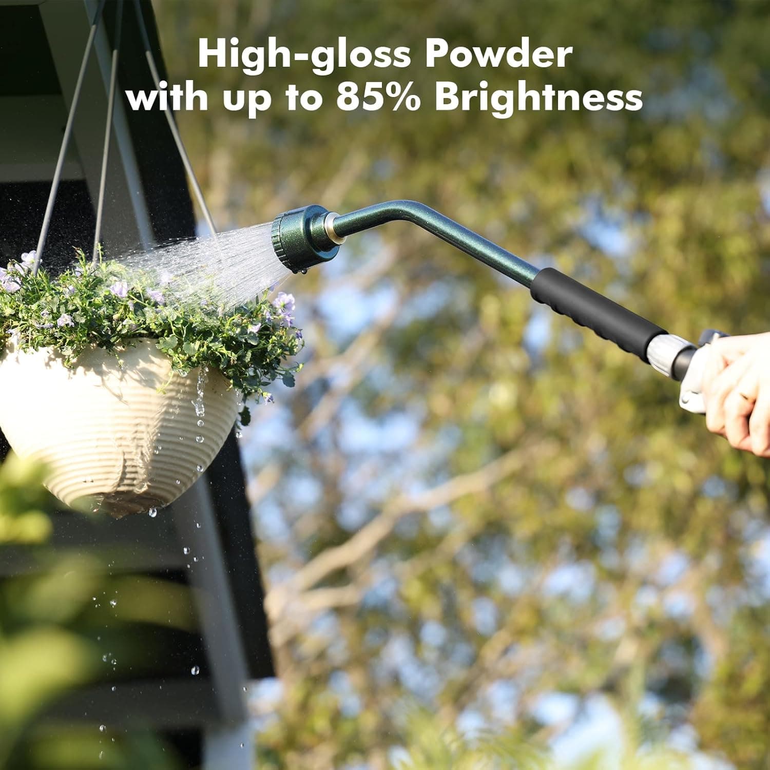 RESTMO Long Watering Wand, 24 Inches Gentle Soft Full Shower Sprayer Wand with Flow Control, Heavy Duty Metal Hose Wand for Hanging Baskets, Shrubs, Plants, Flowers, Garden and Lawn, Green : Patio, Lawn &amp; Garden thumbnail 3