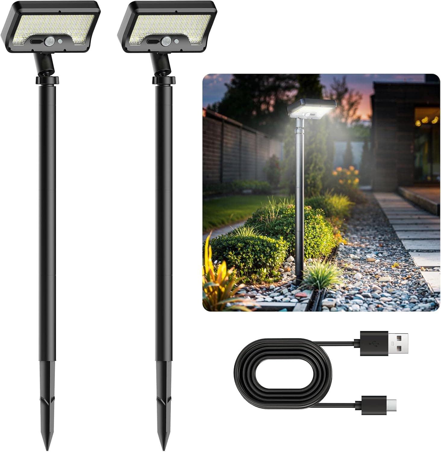 Tryme Solar Motion Lights Outdoor Waterproof 92 LEDs Pathway Lights - 2 Pack image 1