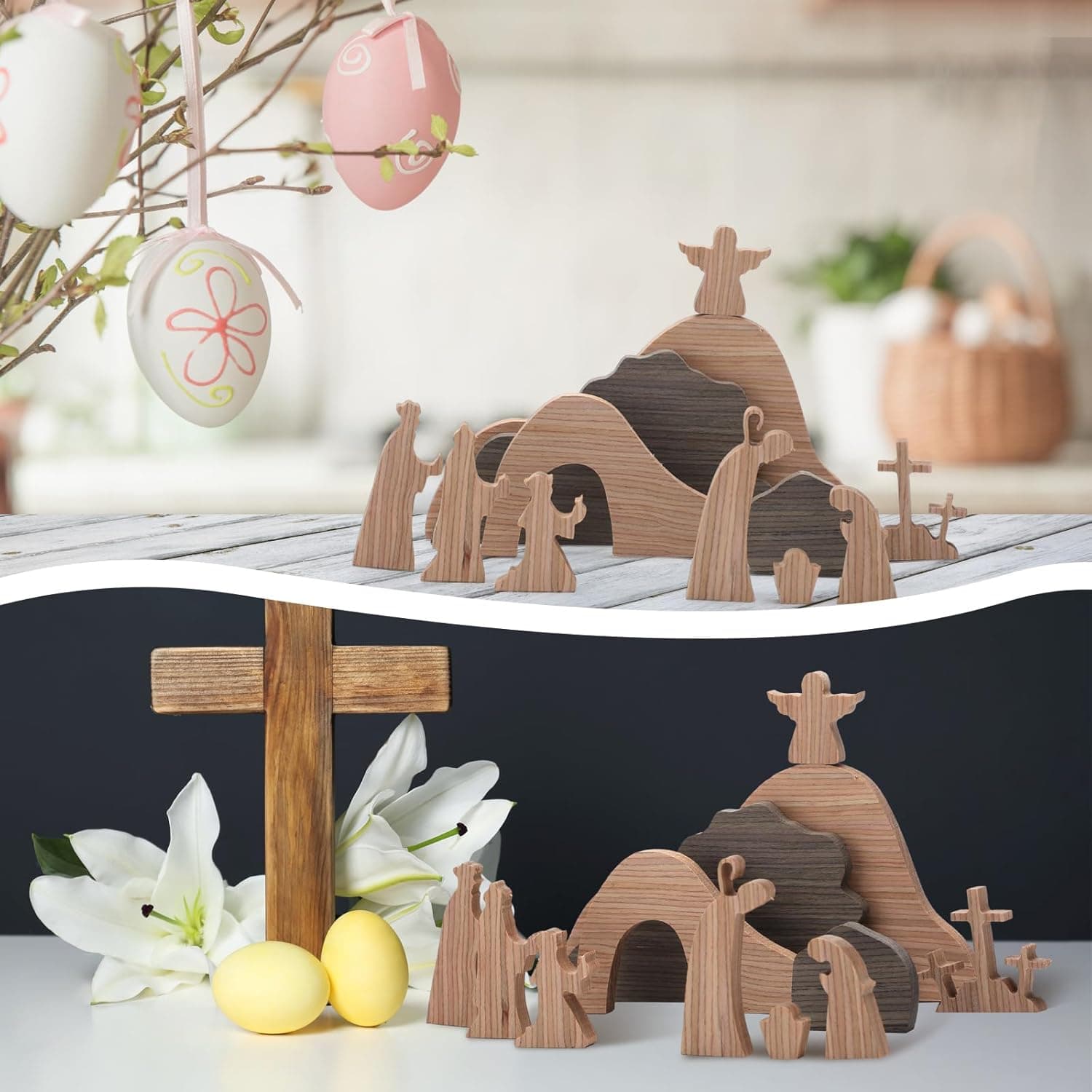 Colingmill 12-Piece Wooden Easter Resurrection Scene with Cross Decorations thumbnail 5