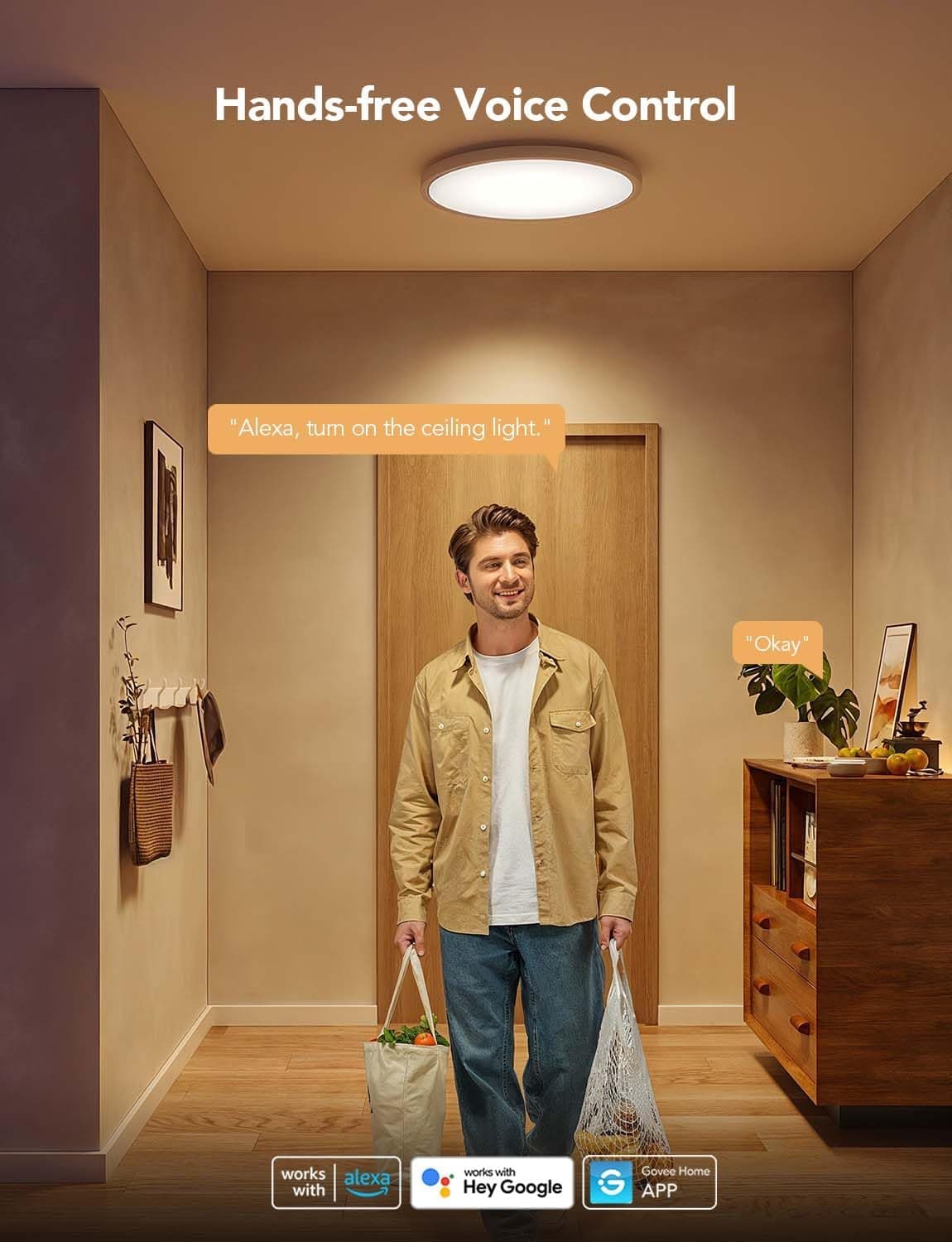 Govee Smart Ceiling Light 12 Inch RGBIC LED Fixture White thumbnail 4