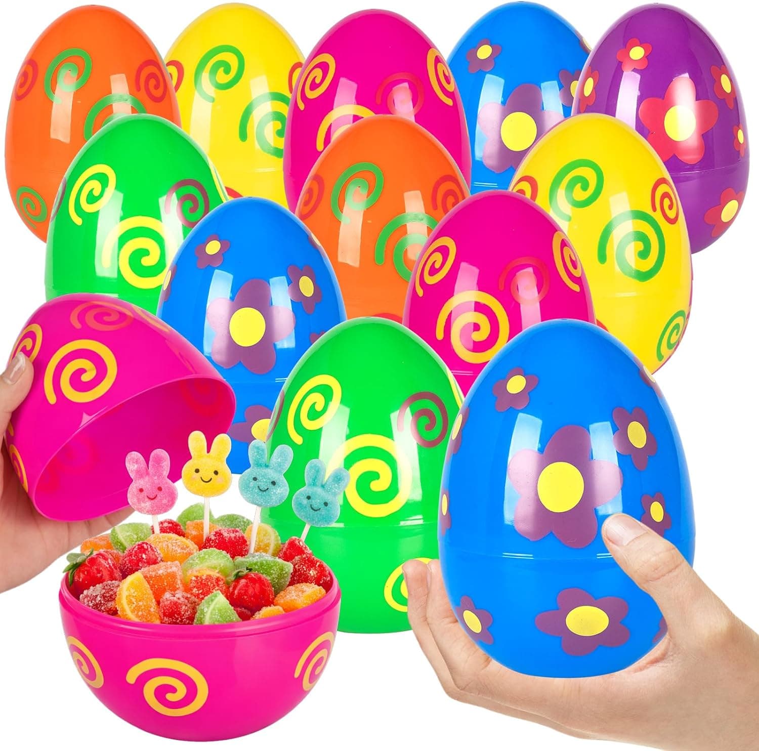 ZICZLI 12 Piece 6" Jumbo Plastic Easter Eggs image 1