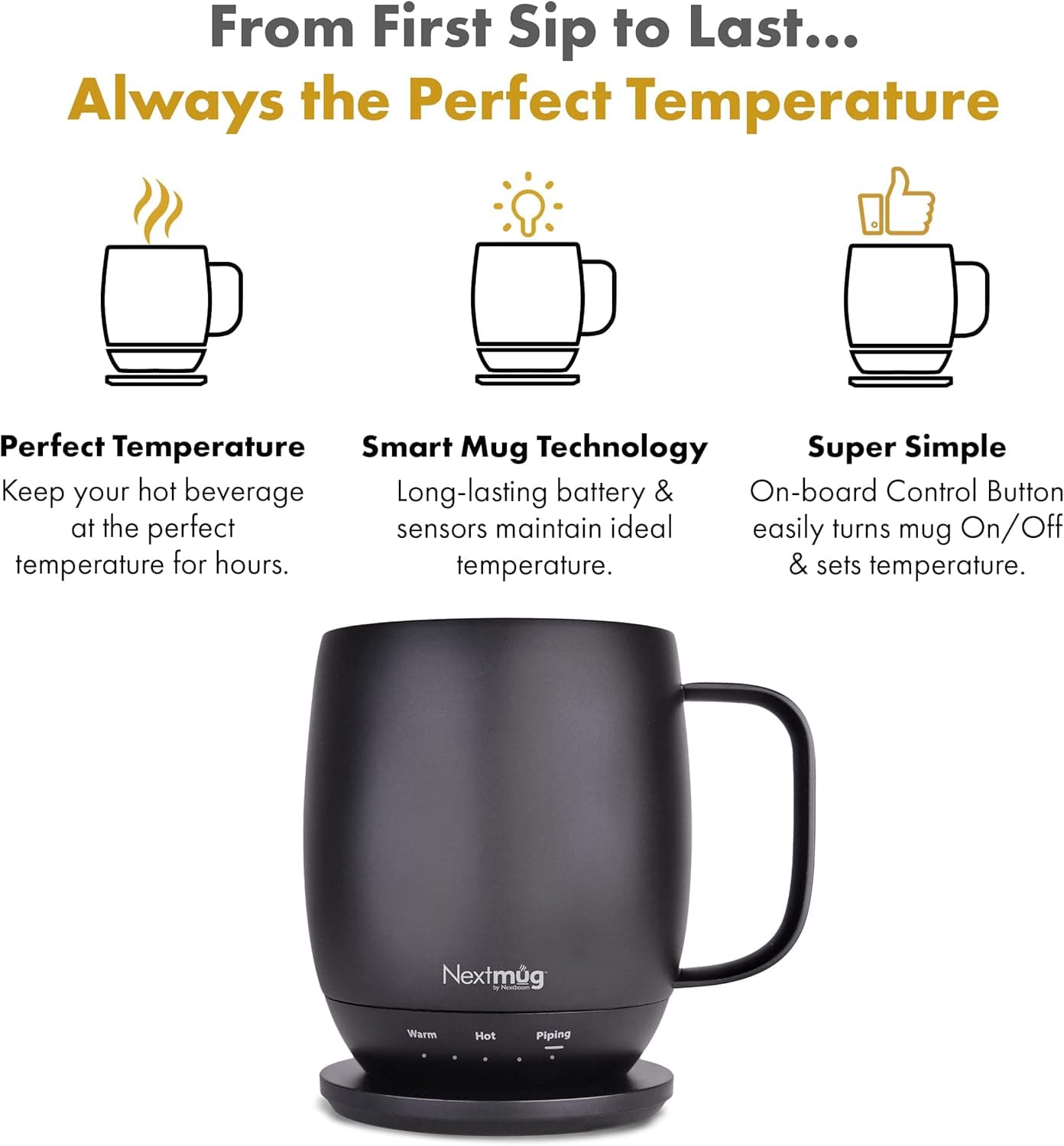Nextmug Temperature-Controlled Self-Heating Coffee Mug thumbnail 2