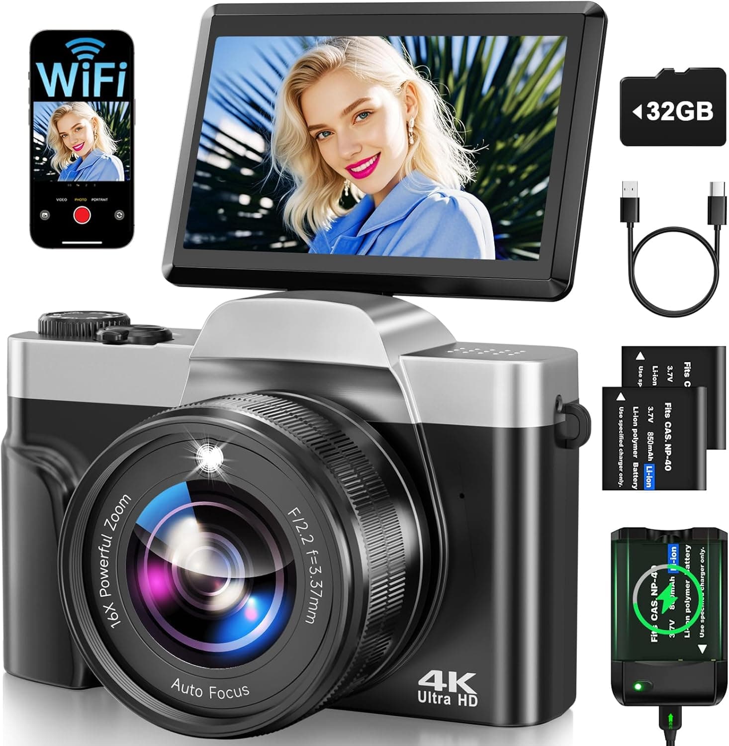 4K Digital Camera with WiFi and 64MP Auto-Focus — Spring Gift Ideas gift idea